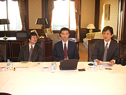 From left: Mr. Zhang, Mr. Yang, Mr. Xu (CICIR (China Institutes of Contemporary International Relations))